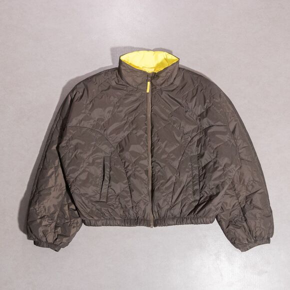 NWT Anthropologie Pilcro Cropped Dolman Full Zip Quilted Puffer Jacket Olive Med - Picture 1 of 7